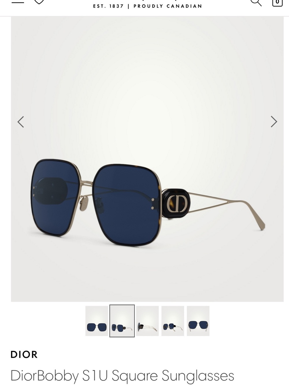 Dior Square Sunglasses in Blue and Gold-tone